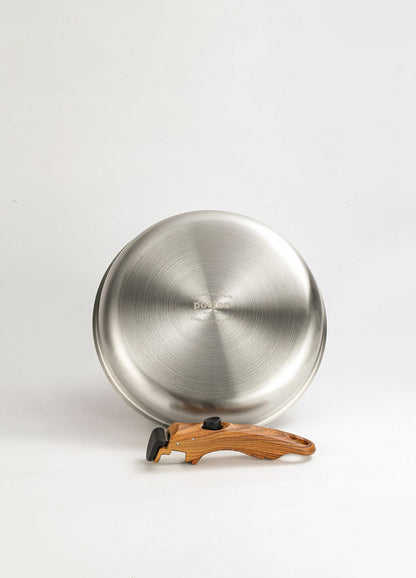 Fond de la poêle inox 22 cm et poignée amovible Poeleo