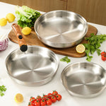 Pack de 3 poêles inox Poeleo avec poignée amovible