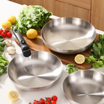 Pack de 3 poêles inox Poeleo avec poignée amovible 